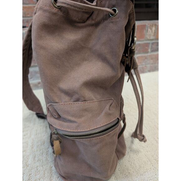 Augur Jans Backpack Mens Brown Canvas Bookbag Leather Strap Hiking Travel School - Picture 4 of 13